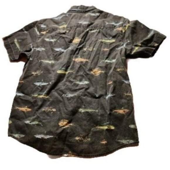 Shirt Salty Crew Button Up Short Sleeve Black Fish Mens Small fisherman ocean - Picture 2 of 7